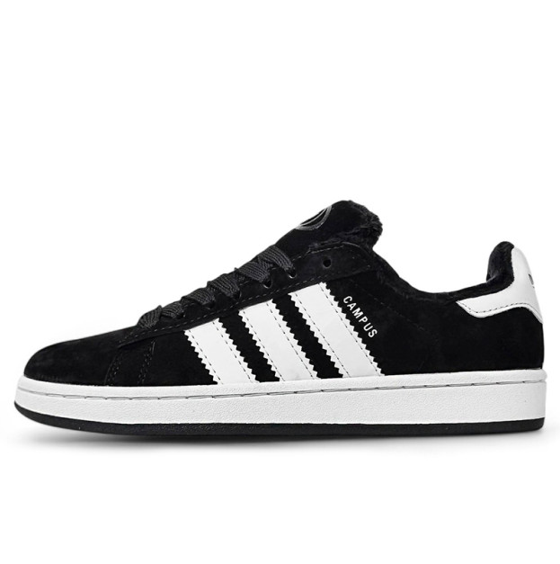 Кросівки Adidas Campus Black White З ХУТРОМ
