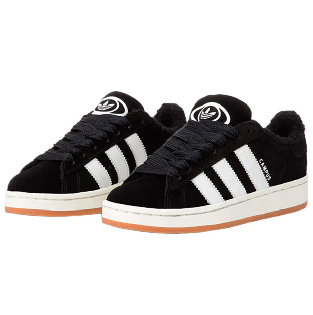 Кросівки Adidas Campus Black White Winter 2 З ХУТРОМ