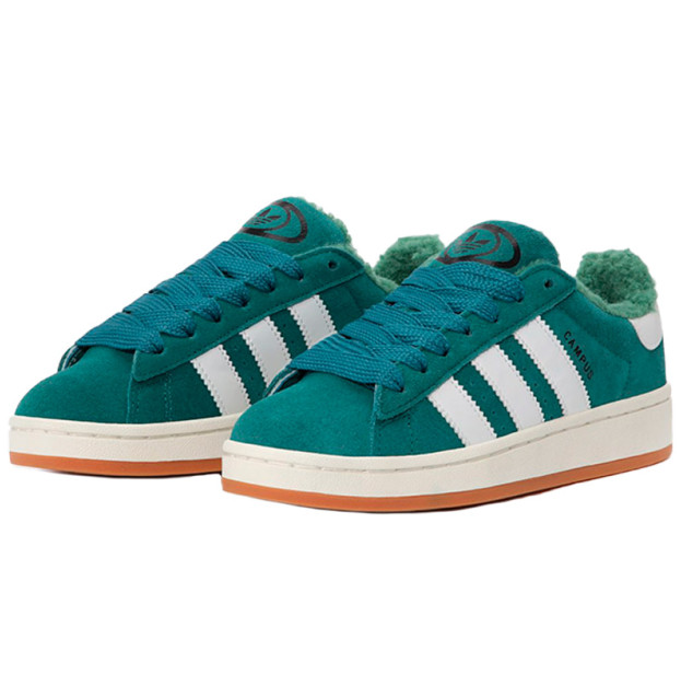 Кросівки Adidas Campus Green White Winter З ХУТРОМ