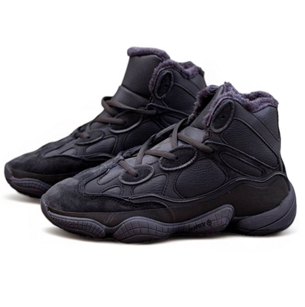 Кроссовки Adidas Yeezy Boost 500 High Black Winter С МЕХОМ